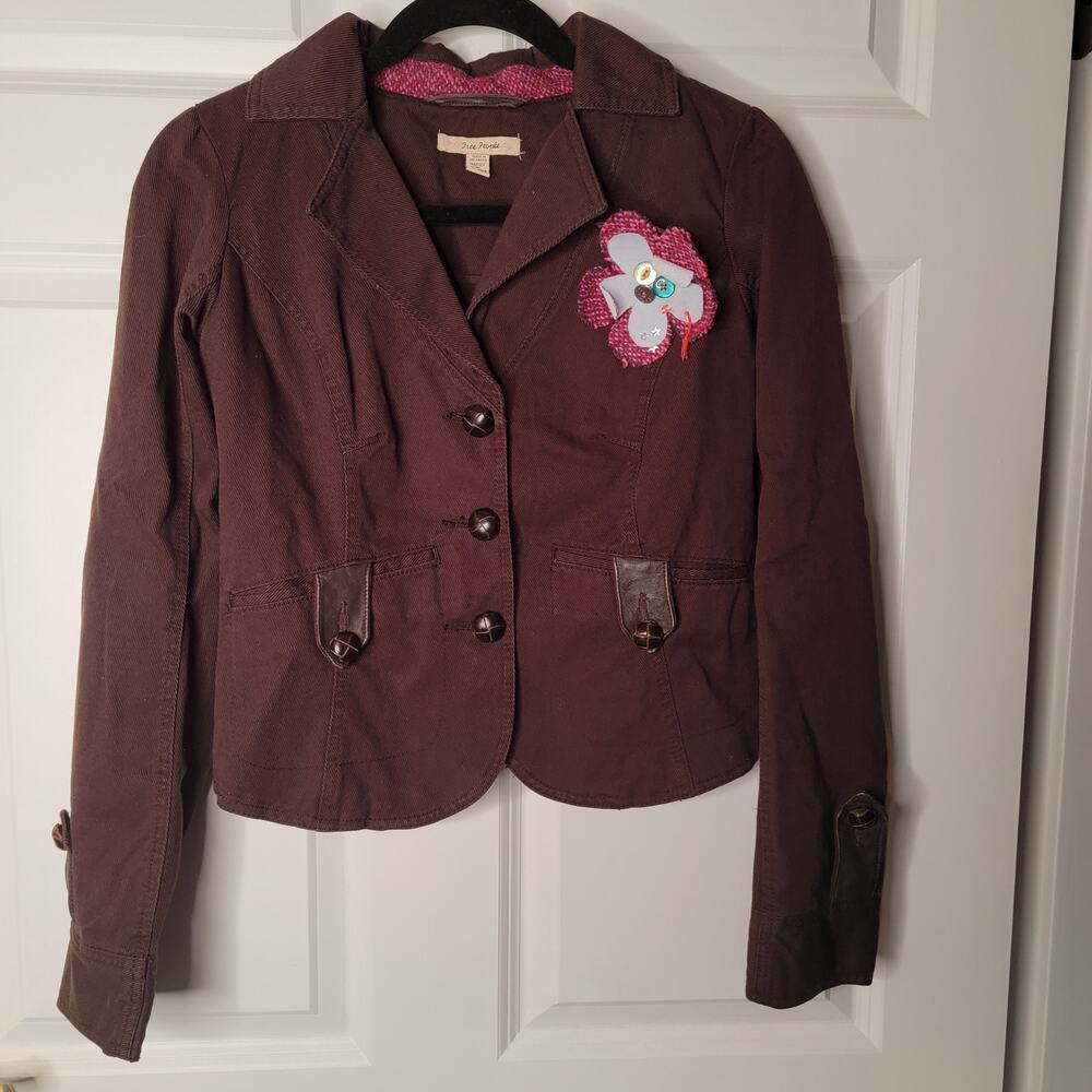 FREE PEOPLE Moto Jacket  Twill  Brown Size 6